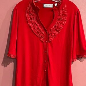 Simonton Says Designed By George Simonton Red Blouse  Women's Size M
